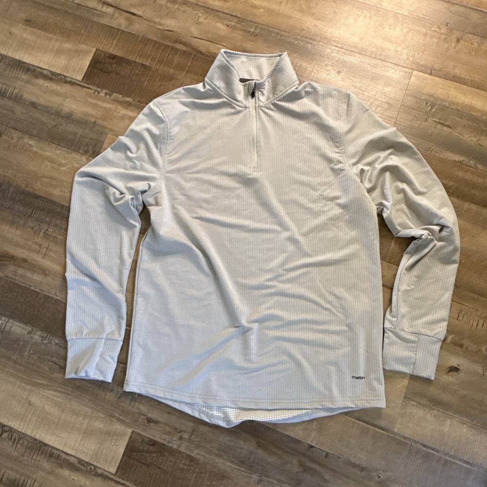 Motion Light Gray Mock Neck 1/4 Zip Pullover Sz M Performance Mens